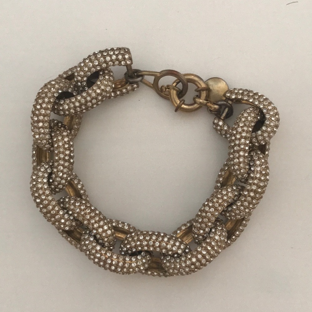 Jcrew Pave Chain Link Bracelet Gem